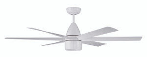 54" Quirk Ceiling Fan in White with Blades and Light Kit (QRK54W6)