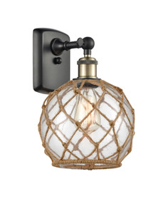 Farmhouse Rope - 1 Light - 8 inch - Black Antique Brass - Sconce (516-1W-BAB-G122-8RB-LED)