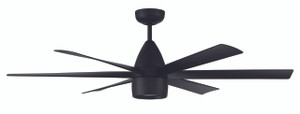 54" Quirk Ceiling Fan in Flat Black with Blades and Light Kit (QRK54FB6)
