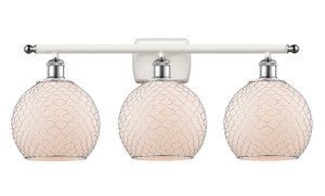 Farmhouse Chicken Wire - 3 Light - 28 inch - White Polished Chrome - Bath Vanity Light (516-3W-WPC-G121-8CSN)
