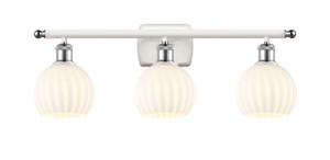 White Venetian - 3 Light - 26 inch - White Polished Chrome - Bath Vanity Light (516-3W-WPC-G1217-6WV)