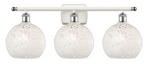 White Mouchette - 3 Light - 28 inch - White Polished Chrome - Bath Vanity Light (516-3W-WPC-G1216-8WM)