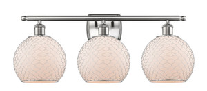 Farmhouse Chicken Wire - 3 Light - 28 inch - Brushed Satin Nickel - Bath Vanity Light (516-3W-SN-G121-8CSN)