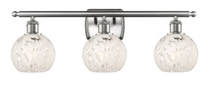 White Mouchette - 3 Light - 26 inch - Brushed Satin Nickel - Bath Vanity Light (516-3W-SN-G1216-6WM)