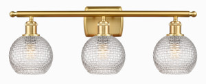 Athens - 3 Light - 26 inch - Satin Gold - Bath Vanity Light (516-3W-SG-G122C-6CL)