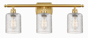 Cobbleskill - 3 Light - 25 inch - Satin Gold - Bath Vanity Light (516-3W-SG-G112C-5CL)