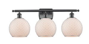 Farmhouse Chicken Wire - 3 Light - 28 inch - Matte Black - Bath Vanity Light (516-3W-BK-G121-8CSN-LED)