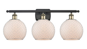 Farmhouse Chicken Wire - 3 Light - 28 inch - Black Antique Brass - Bath Vanity Light (516-3W-BAB-G121-8CSN-LED)