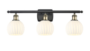 White Venetian - 3 Light - 26 inch - Black Antique Brass - Bath Vanity Light (516-3W-BAB-G1217-6WV)