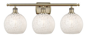 White Mouchette - 3 Light - 28 inch - Antique Brass - Bath Vanity Light (516-3W-AB-G1216-8WM)