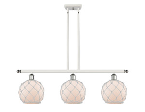 Farmhouse Rope - 3 Light - 36 inch - White Polished Chrome - Cord hung - Island Light (516-3I-WPC-G121-8RW)