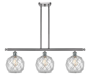 Farmhouse Rope - 3 Light - 36 inch - Brushed Satin Nickel - Cord hung - Island Light (516-3I-SN-G122-8RW)