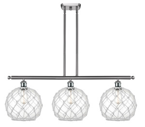 Farmhouse Rope - 3 Light - 37 inch - Brushed Satin Nickel - Cord hung - Island Light (516-3I-SN-G122-10RW-LED)