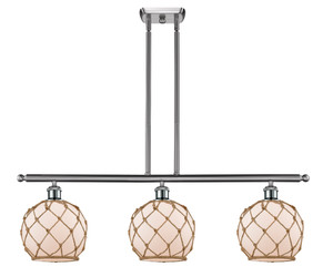 Farmhouse Rope - 3 Light - 36 inch - Brushed Satin Nickel - Cord hung - Island Light (516-3I-SN-G121-8RB)