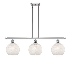 White Mouchette - 3 Light - 36 inch - Brushed Satin Nickel - Stem Hung - Island Light (516-3I-SN-G1216-8WM)