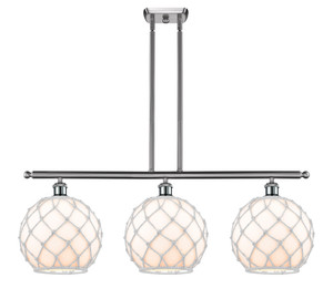 Farmhouse Rope - 3 Light - 37 inch - Brushed Satin Nickel - Cord hung - Island Light (516-3I-SN-G121-10RW-LED)