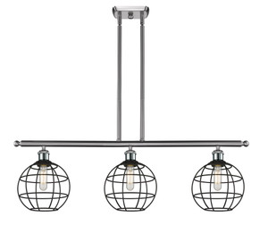 Lake Placid - 3 Light - 36 inch - Brushed Satin Nickel - Stem Hung - Island Light (516-3I-SN-CE-8-BK)