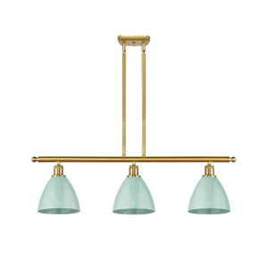 Plymouth - 3 Light - 36 inch - Satin Gold - Cord hung - Island Light (516-3I-SG-MBD-75-SF-LED)