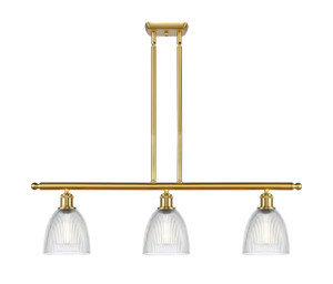 Castile - 3 Light - 36 inch - Satin Gold - Cord hung - Island Light (516-3I-SG-G382)