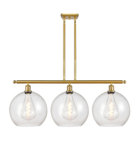 Athens - 3 Light - 38 inch - Satin Gold - Stem Hung - Island Light (516-3I-SG-G124-12)