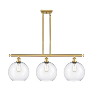 Athens - 3 Light - 37 inch - Satin Gold - Stem Hung - Island Light (516-3I-SG-G122-10)
