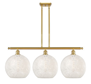 White Mouchette - 3 Light - 39 inch - Satin Gold - Stem Hung - Island Light (516-3I-SG-G1216-12WM)