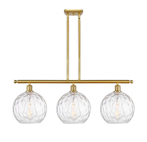 Athens Water Glass - 3 Light - 37 inch - Satin Gold - Cord hung - Island Light (516-3I-SG-G1215-10-LED)