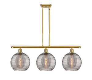 Athens Deco Swirl - 3 Light - 37 inch - Satin Gold - Cord hung - Island Light (516-3I-SG-G1213-10SM)