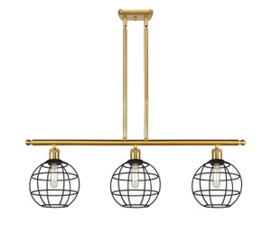 Lake Placid - 3 Light - 36 inch - Satin Gold - Stem Hung - Island Light (516-3I-SG-CE-8-BK)