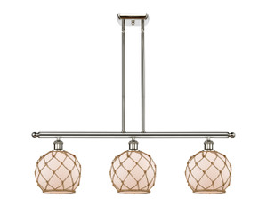 Farmhouse Rope - 3 Light - 36 inch - Polished Nickel - Cord hung - Island Light (516-3I-PN-G121-8RB)