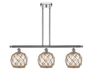 Farmhouse Rope - 3 Light - 36 inch - Polished Chrome - Cord hung - Island Light (516-3I-PC-G122-8RB-LED)