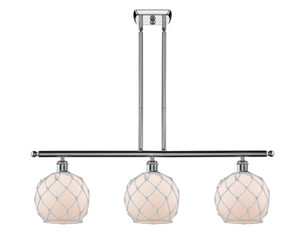 Farmhouse Rope - 3 Light - 36 inch - Polished Chrome - Cord hung - Island Light (516-3I-PC-G121-8RW)
