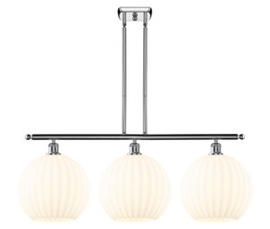 White Venetian - 3 Light - 39 inch - Polished Chrome - Stem Hung - Island Light (516-3I-PC-G1217-12WV)