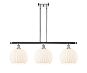 White Venetian - 3 Light - 37 inch - Polished Chrome - Stem Hung - Island Light (516-3I-PC-G1217-10WV)