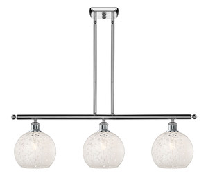White Mouchette - 3 Light - 36 inch - Polished Chrome - Stem Hung - Island Light (516-3I-PC-G1216-8WM)