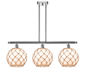 Farmhouse Rope - 3 Light - 37 inch - Polished Chrome - Cord hung - Island Light (516-3I-PC-G121-10RB-LED)
