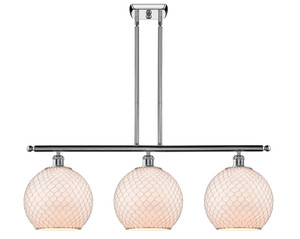 Farmhouse Chicken Wire - 3 Light - 37 inch - Polished Chrome - Cord hung - Island Light (516-3I-PC-G121-10CSN)