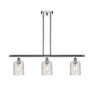 Cobbleskill - 3 Light - 36 inch - Polished Chrome - Cord hung - Island Light (516-3I-PC-G112C-5CL)
