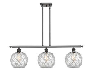 Farmhouse Rope - 3 Light - 36 inch - Oil Rubbed Bronze - Cord hung - Island Light (516-3I-OB-G122-8RW-LED)