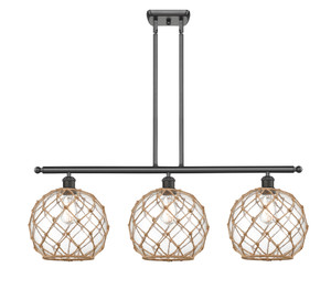 Farmhouse Rope - 3 Light - 37 inch - Oil Rubbed Bronze - Cord hung - Island Light (516-3I-OB-G122-10RB-LED)