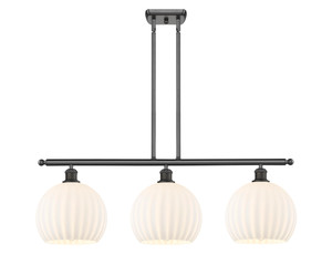 White Venetian - 3 Light - 37 inch - Oil Rubbed Bronze - Stem Hung - Island Light (516-3I-OB-G1217-10WV)