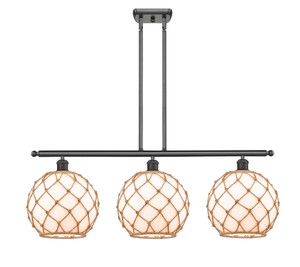 Farmhouse Rope - 3 Light - 37 inch - Oil Rubbed Bronze - Cord hung - Island Light (516-3I-OB-G121-10RB-LED)