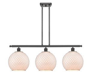 Farmhouse Chicken Wire - 3 Light - 37 inch - Oil Rubbed Bronze - Cord hung - Island Light (516-3I-OB-G121-10CSN)