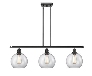Athens - 3 Light - 37 inch - Matte Black - Stem Hung - Island Light (516-3I-BK-G122-10)
