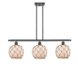Farmhouse Rope - 3 Light - 36 inch - Matte Black - Cord hung - Island Light (516-3I-BK-G121-8RB)