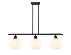 White Venetian - 3 Light - 36 inch - Matte Black - Stem Hung - Island Light (516-3I-BK-G1217-8WV)