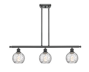 Athens Water Glass - 3 Light - 36 inch - Matte Black - Cord hung - Island Light (516-3I-BK-G1215-6)