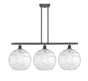 Athens Water Glass - 3 Light - 39 inch - Matte Black - Stem Hung - Island Light (516-3I-BK-G1215-12)