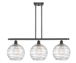 Athens Deco Swirl - 3 Light - 37 inch - Matte Black - Cord hung - Island Light (516-3I-BK-G1213-10)