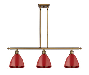 Plymouth - 3 Light - 36 inch - Brushed Brass - Cord hung - Island Light (516-3I-BB-MBD-75-RD-LED)